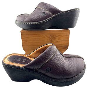 Born Womens Chocolate Brown Leather Mule Clogs US 6 M/W Comfort Slip-On Shoes